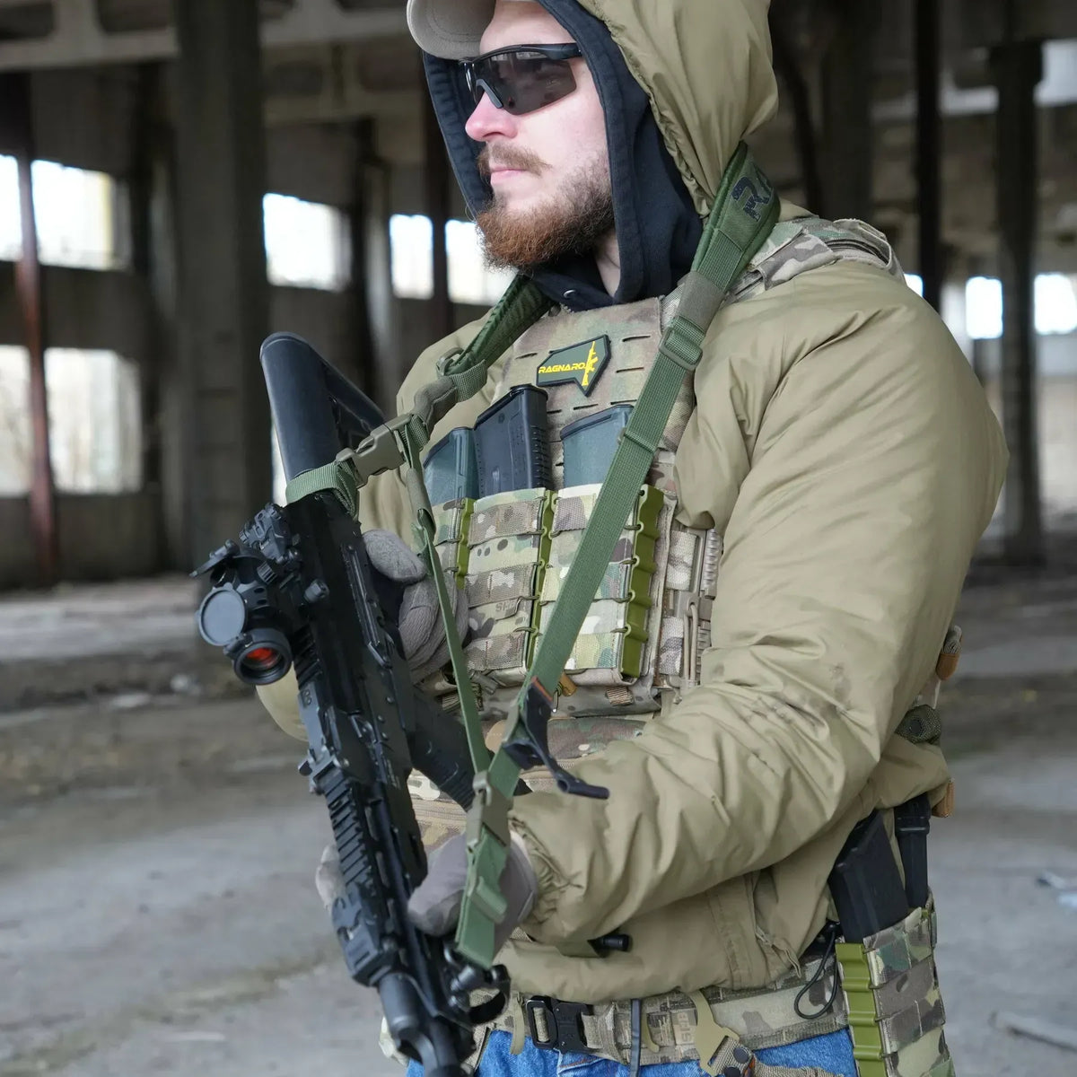 Trīs Punktu Polsterēta Ieroča Siksna RAGNAROK Kraken Sling Gen II Olive — attēls 10