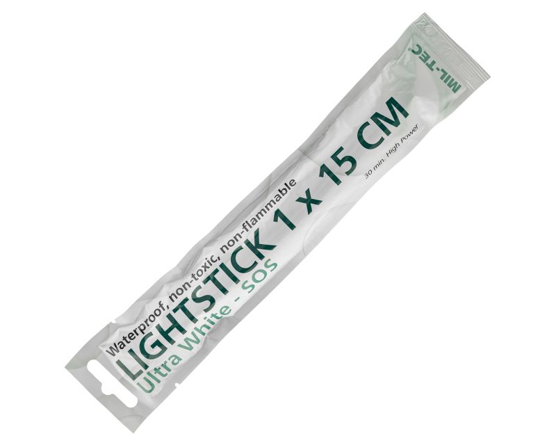Ķīmiskā gaisma (light-stick) 1X15 CM 30 MIN. ULTRA WHITE — Mil-Tec — attēls 1