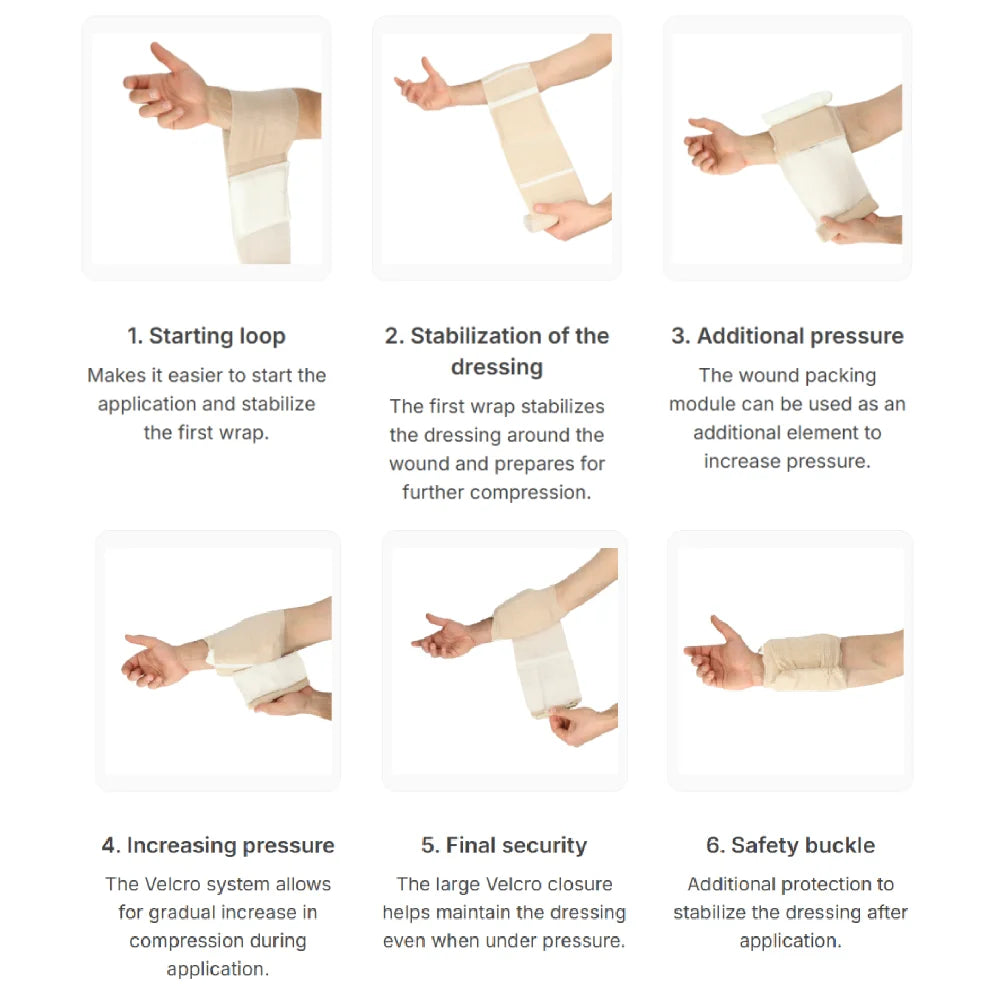 ACT Bandage™ 15 cm Aktīvās Kompresijas Pārsējs ar Brūces Tamponādes Moduli — attēls 2
