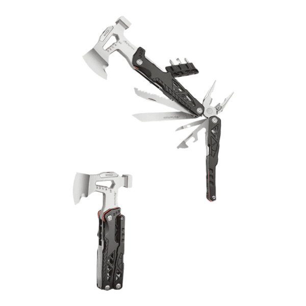 JB Tacticals Multitool with Axe 24in1 - Black | Knife, Bits, Pliers + Belt Holster