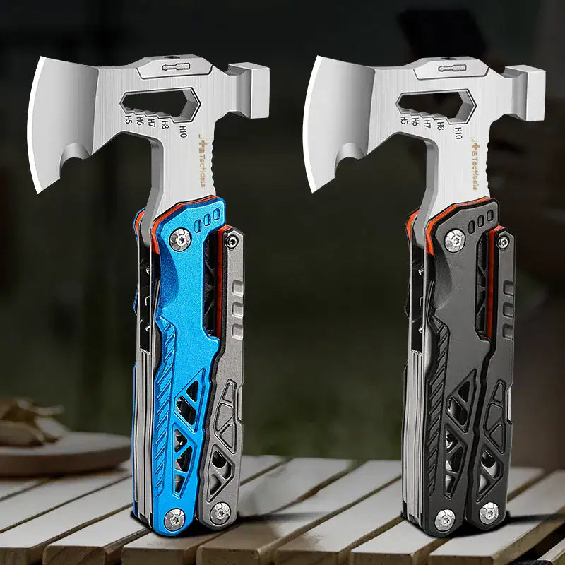 JB Tacticals Multitool with Axe 24in1 - Blue | Knife, Bits, Pliers + Belt Holster