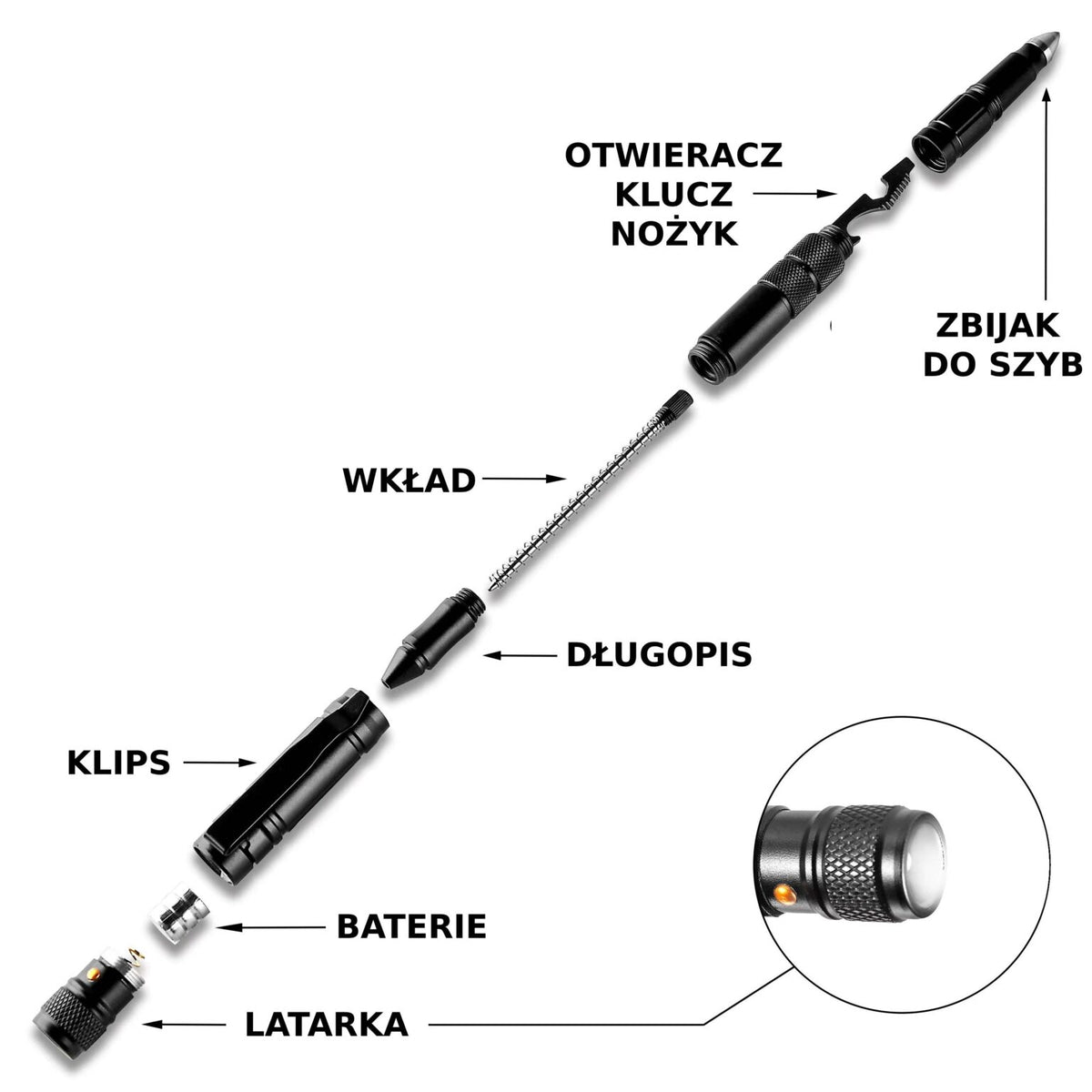 JB Tacticals Taktiskā pildspalva JB-02 - Black