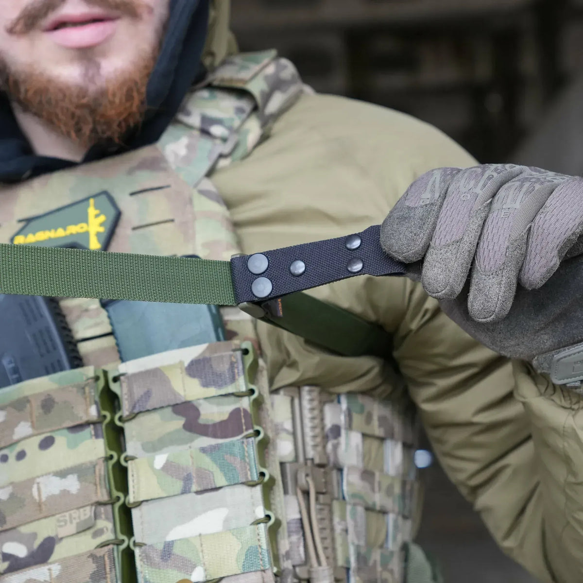 Trīs Punktu Polsterētā Ieroča Siksna RAGNAROK KRAKEN Sling Olive — attēls 3