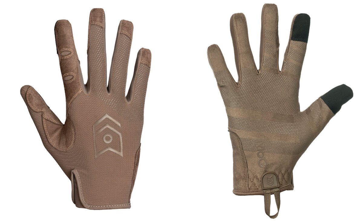 Cimdi MOG Target Light Duty Coyote Brown — plaukstas un virspuses skats