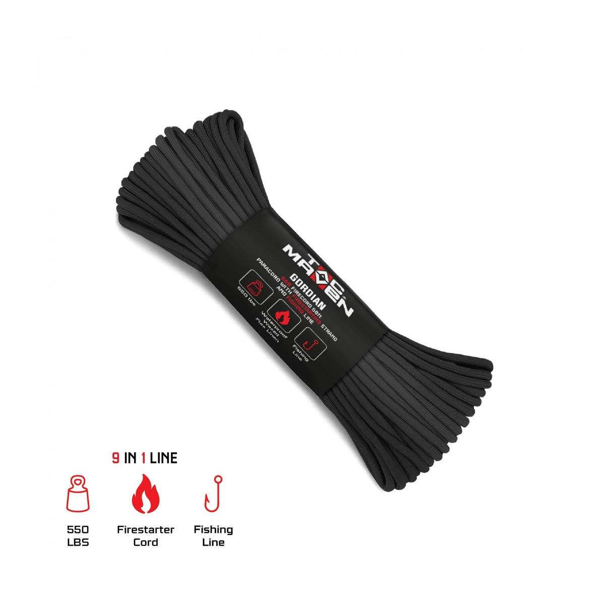 Pentagon Gordian 550 paracord – 50 ft, black